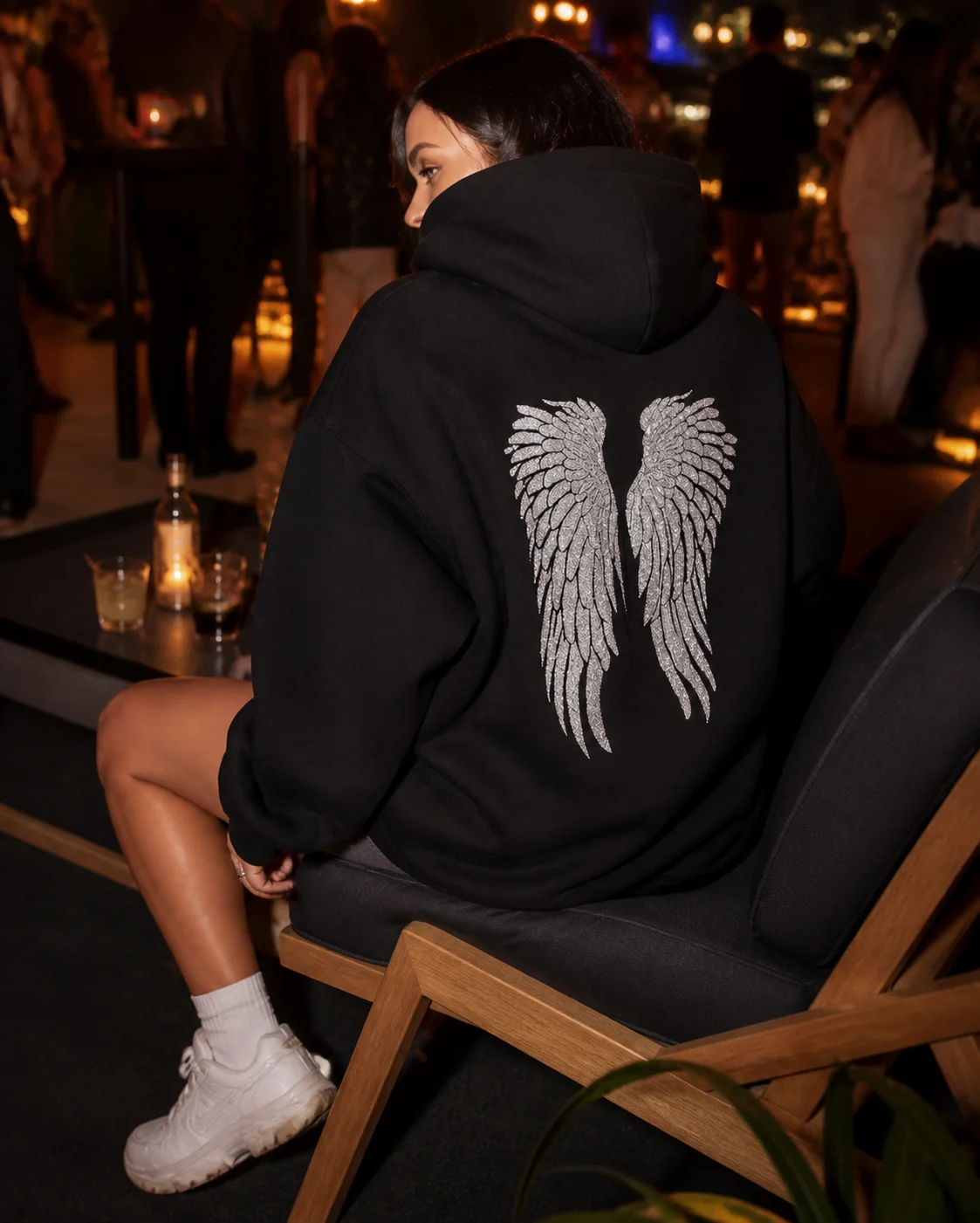 Trendy Creative Hooded Sweatshirt Wing Patterns Chic Designed Fashion Casual Long Sleeved Tops Versatile Women's Autumn Wear
