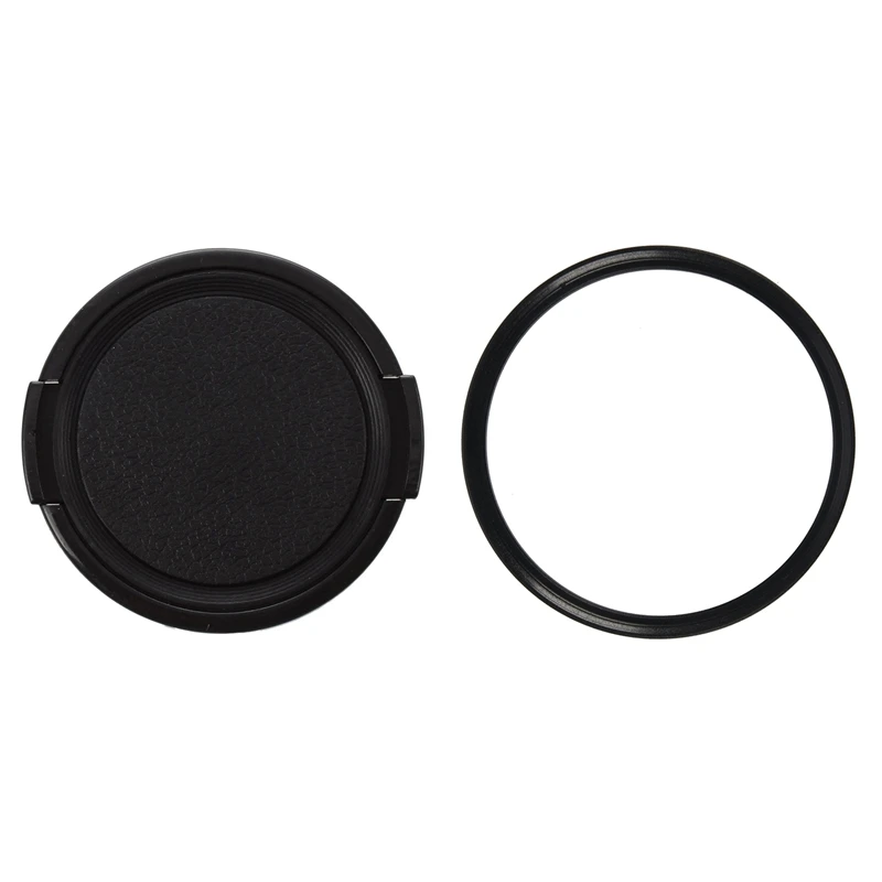 1Pcs Camera Plastic Side Pinch Clip On Front Lens Cap Protective Cover Black 49Mm & 1Pcs 48Mm To 49Mm Camera Filter Lens 48Mm-49