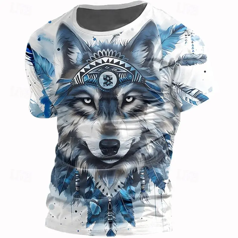 

Funny 3D Wolf Pattern T Shirt For Men Hip Hop Trend Harajuku Streetwear Casual O-neck Short Sleeve Tops Summer Loose Pullover