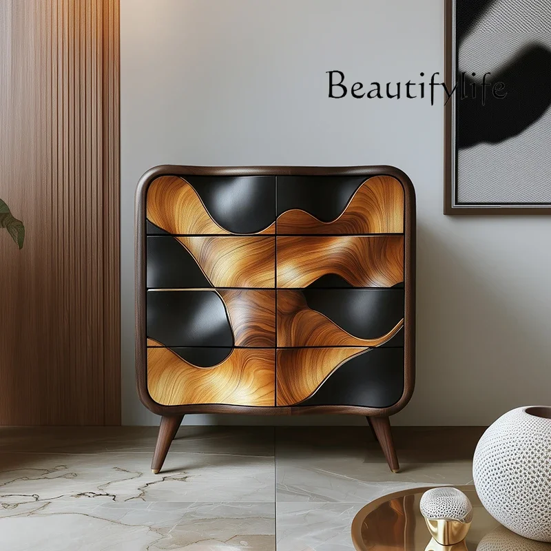 

Kh Retro Italian pure solid wood design furniture, entrance cabinet, villa living room decoration cabinet, bedroom storage cabin