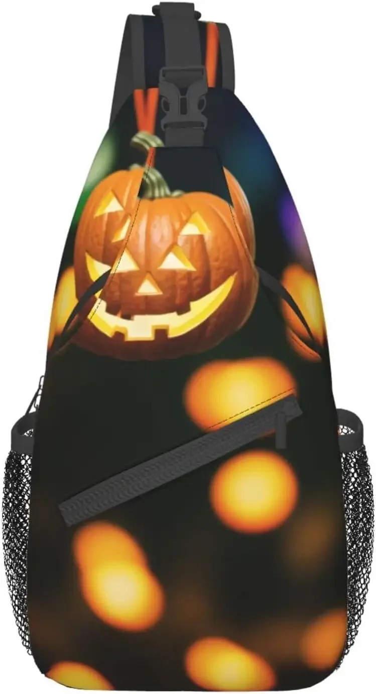 Halloween Pumpkin Cross Chest Bag Diagonally Multi Purpose Cross Body Bag Travel Hiking Backpack Men And Women One Size