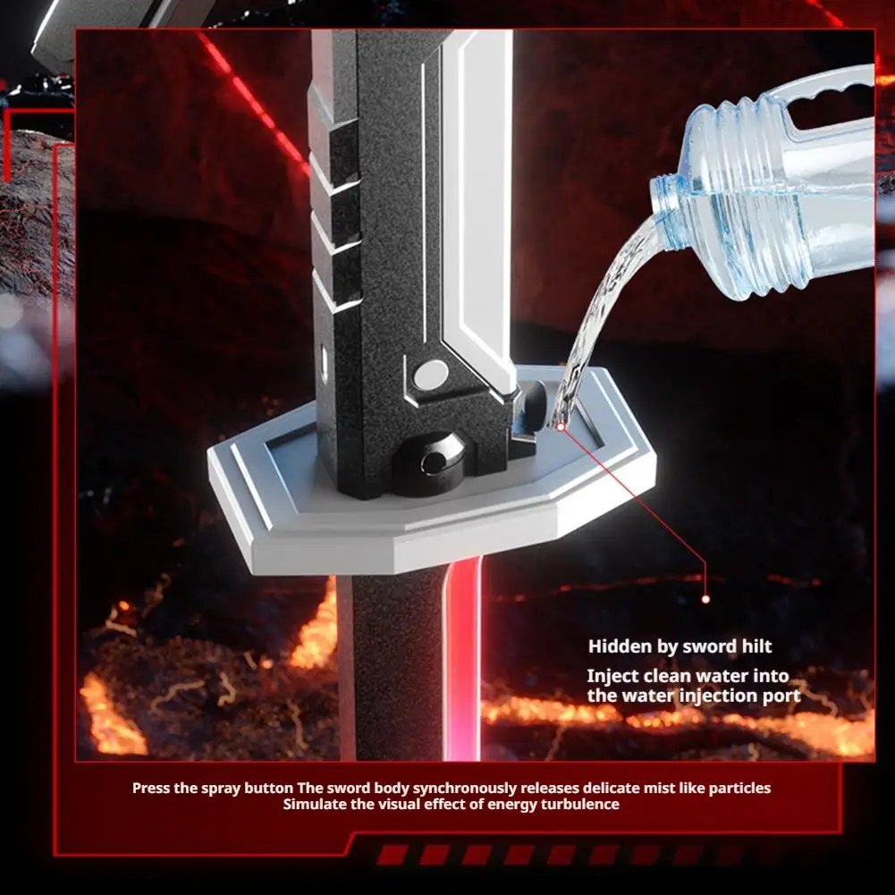 Brinquedo de espada com luz de spray com som de laser e brilho de LED - sabre de luz sensorial de alta tecnologia legal para crianças meninos, seguro