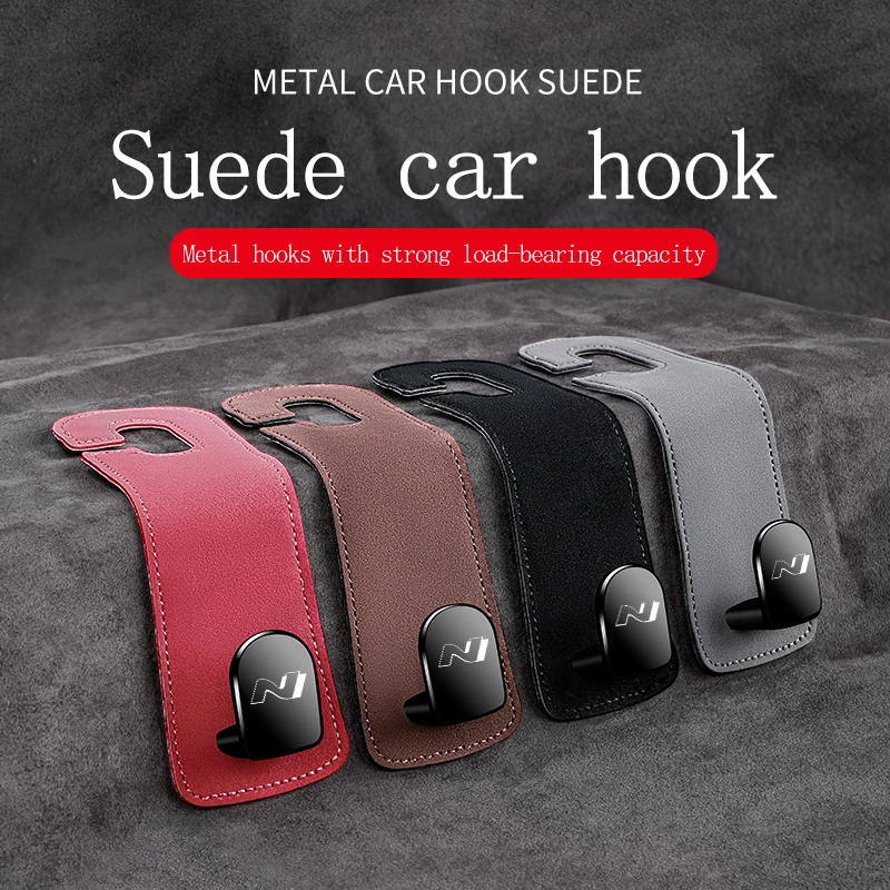 Suede Metal Hook For Hyundai N I40 I30 GENESIS G80 GV70 GV80 GV90 Car Seat Back Hook Headrest Storage Box Hanger Hooks Accessory