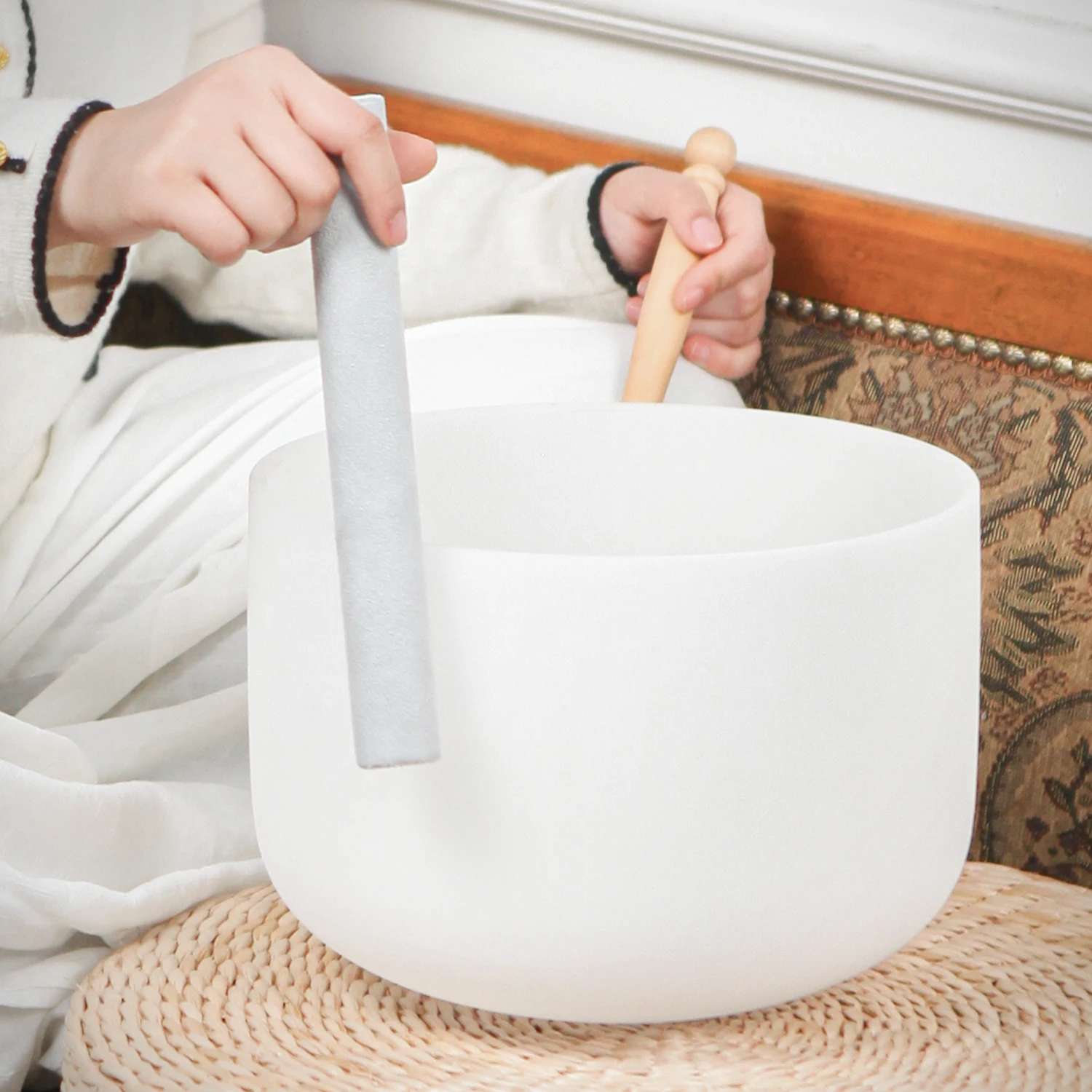 Hye-eun 12 Inch Crystal Singing Bowl ABCDEFG Note for Yoga Sound Healing Outdoor Pray Body Health Blance Meditation Energy