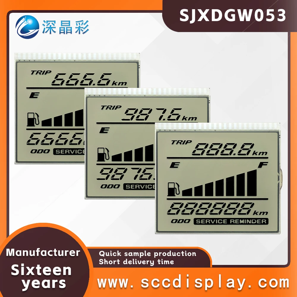 Source Factory Customizable SJXDGW053 HTN Positive small-sized segmented LCD display suitable for motorcycle instrument