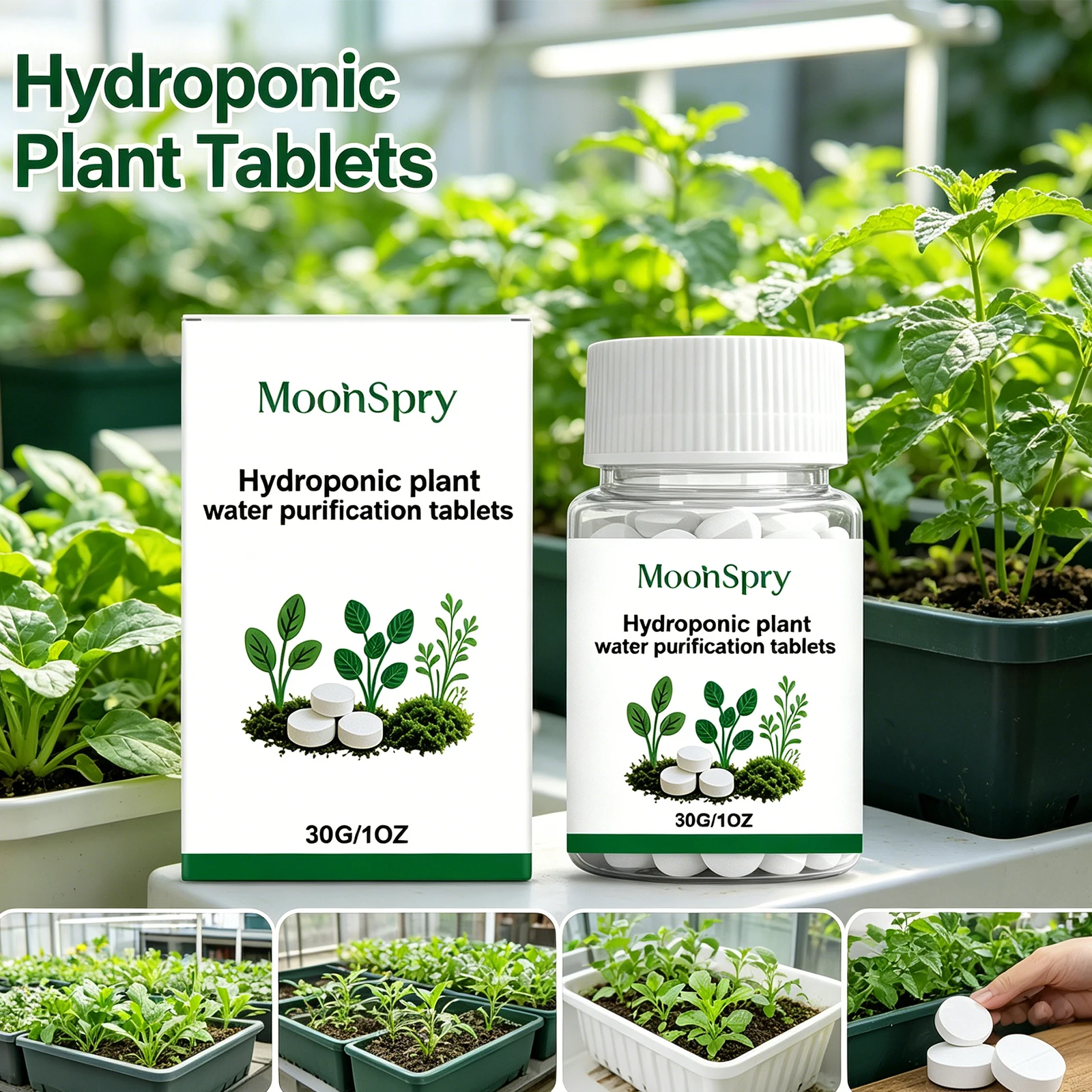 Moonspry Hydroponic Water Purifying Tablet Aquatic Plant Care Nutrient Supplement Balance Ph Inhibit Algae Reduce Sediment 30g