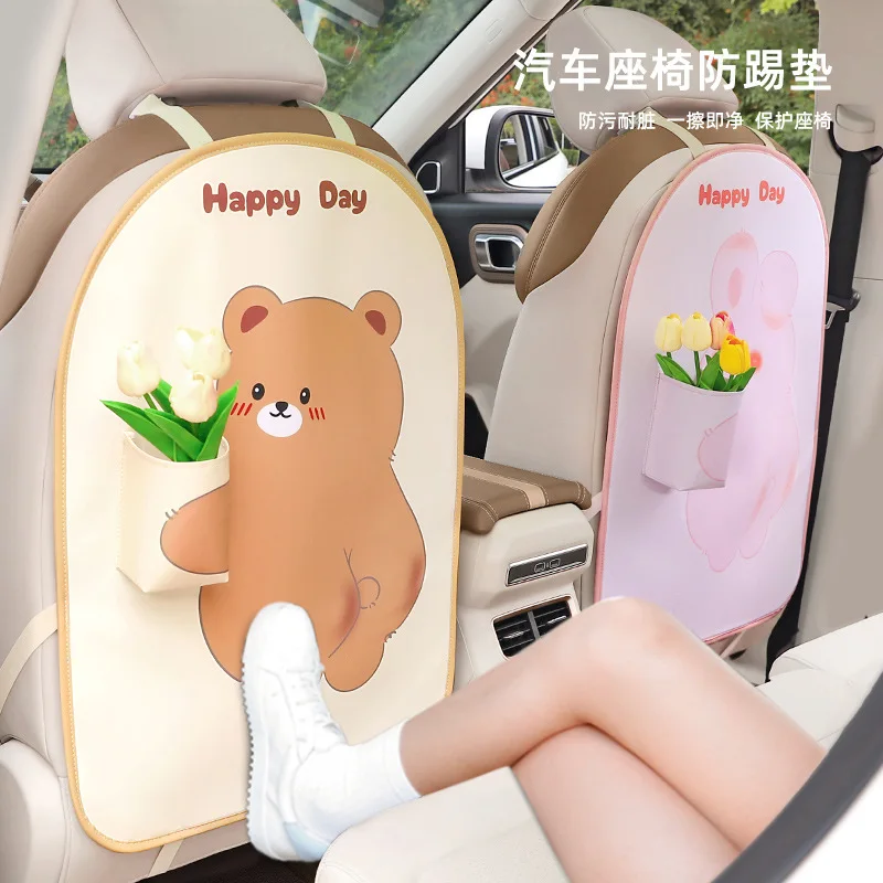 

Car Seat Cartoon Anti-kick Pad Rear Cute Storage Bag Car Seat Back Protection Pad Universal Car Anti-kick Anti-wear Mat Supplies