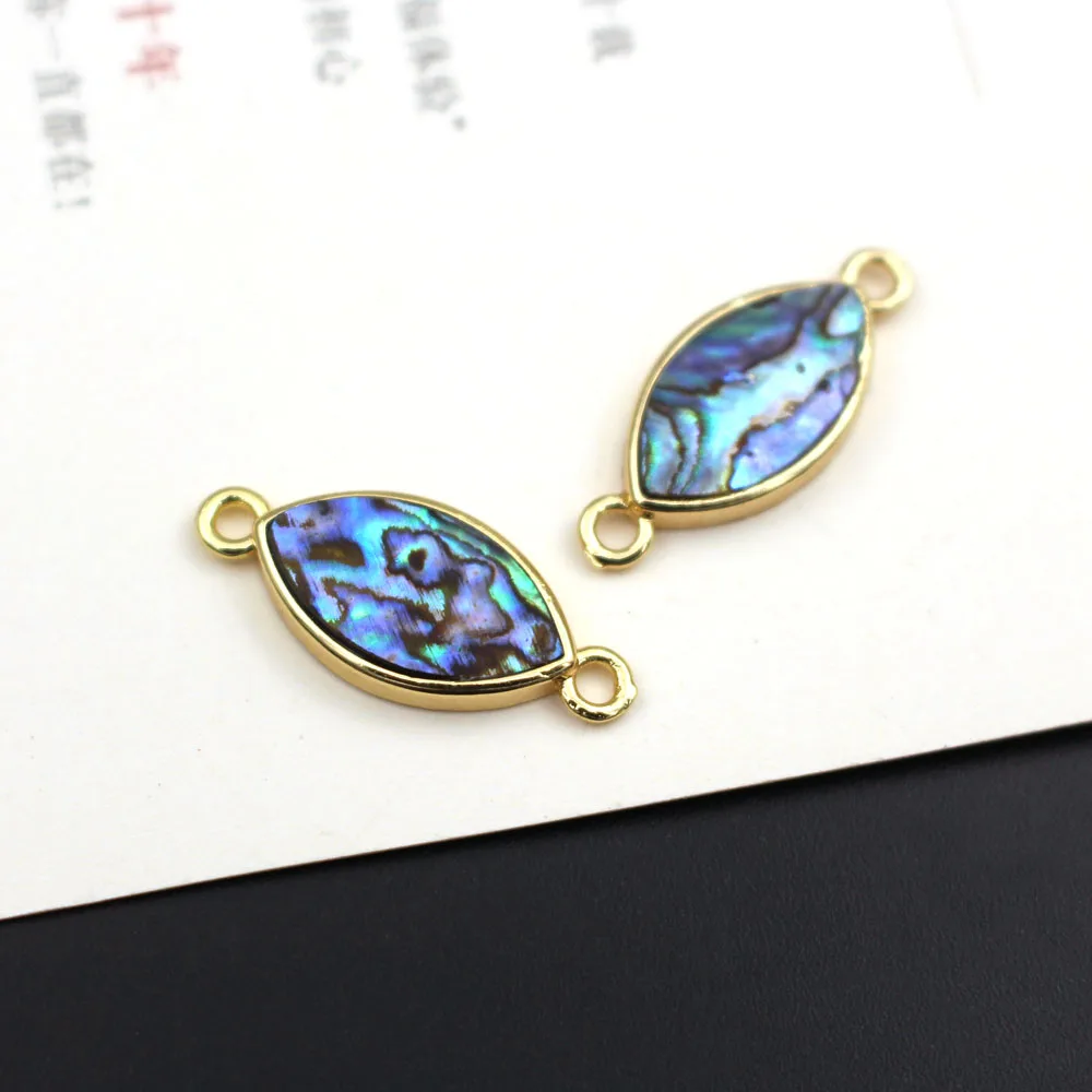 6pcs Natural Abalone Shell Connector Charm Pendant Geometric Shape Exquisite Charms for DIY Handmade Jewelry Accessories