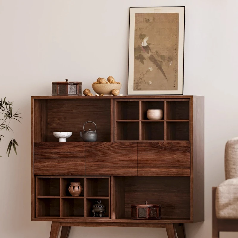 

Wabi Sandy Wind Solid Wood Entrance Dining Side Cabinet, Storage Storage Cabinet