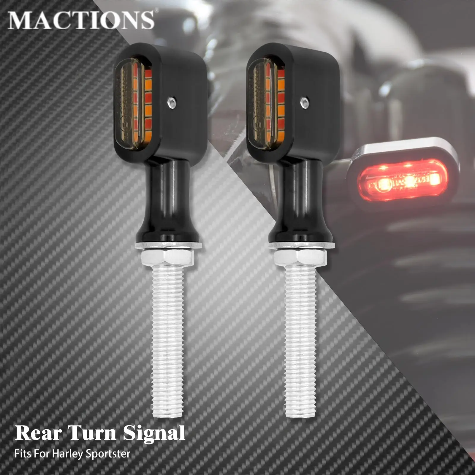 

Motorcycle Mini LED E Mark Rear Turn Signals Light Red Brake Run Indicator Lamp For Harley Touring Softail Dyna Sportster XL 48