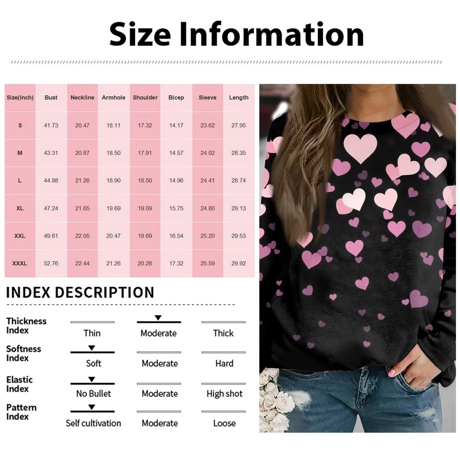 قطع علوية برقبة مستديرة للنساء ، قطع علوية بأكمام طويلة ، بلوفرات مطبوعة الحب ، تي شيرت عادية أحادية اللون ، غير رسمي وعصري ، عيد الحب