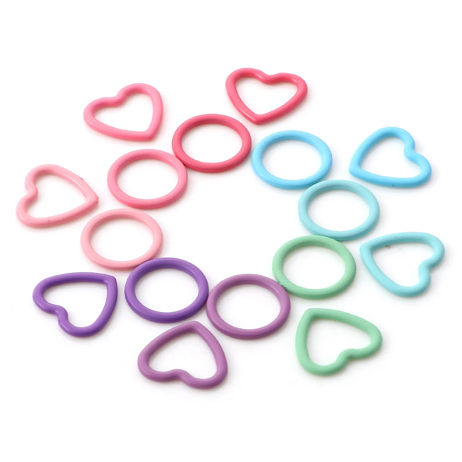 32PCs Zinc Alloy Knitting Stitch Markers Heart Round Multicolor Crochet Stitch Lock Knit Needle Clip Sewing Tool Accessories