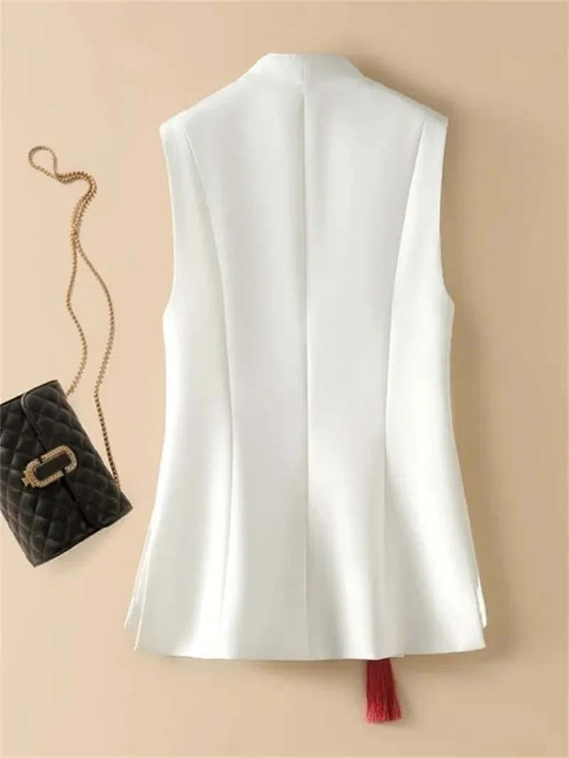 2025 New Spring Chinese National Style Elegant Women Vest Heavy Industry Embroidery Sleeveless Jacket Cardigan Female Waistcoat