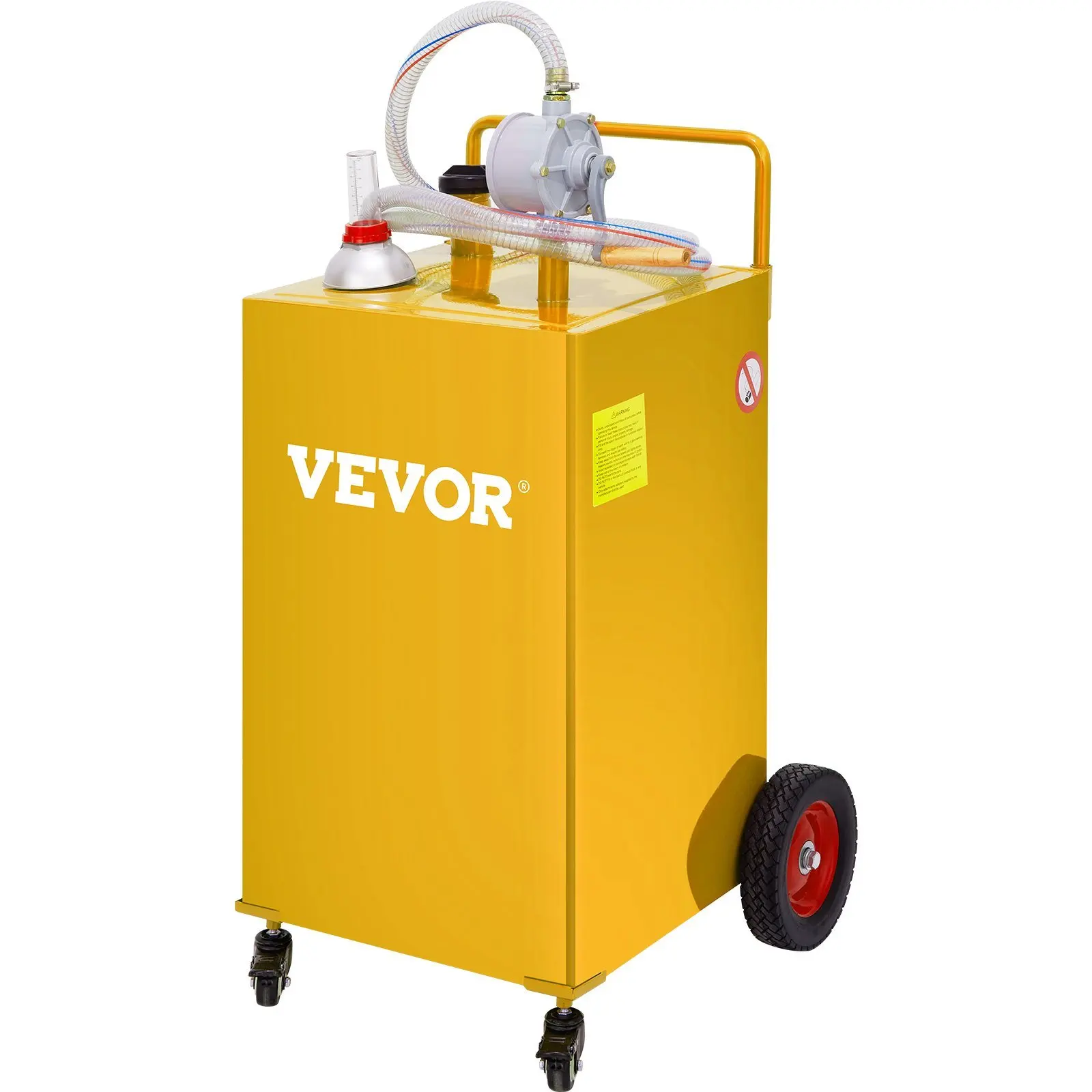 VEVOR 30 Gallon Fuel Caddy, Gas Storage Tank & 4 Wheels, with Manuel Transfer Pump, Gasoline Diesel Fuel