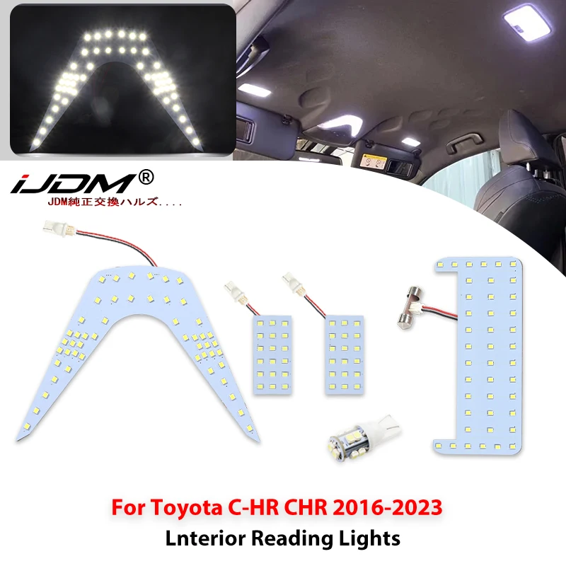 Für Toyota C-HR CHR 5 Stück/Set 12V Weiße LED-Innenleseleuchten 2835SMD 102LEDs 6000K LED-Licht Deckenleuchte Innenraum-Signallampe