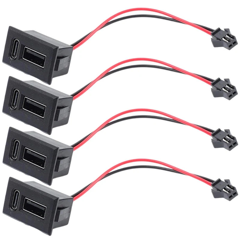 Dualer Typ-C USB-Buchsenanschluss, Chassis-Montage, 2-Port-Ladeadapter für Auto-Armaturenbrett, Autoteile-Set