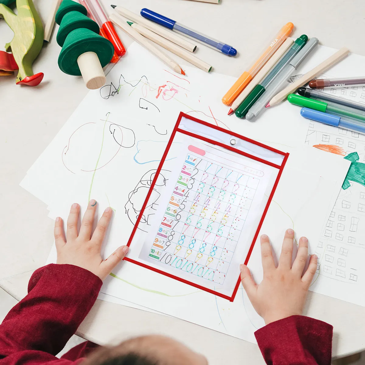 dry-erase-transparent-file-pockets-kids-educational-tool-pet-reusable-document-pouches-with-metal-grommet-school-stationery