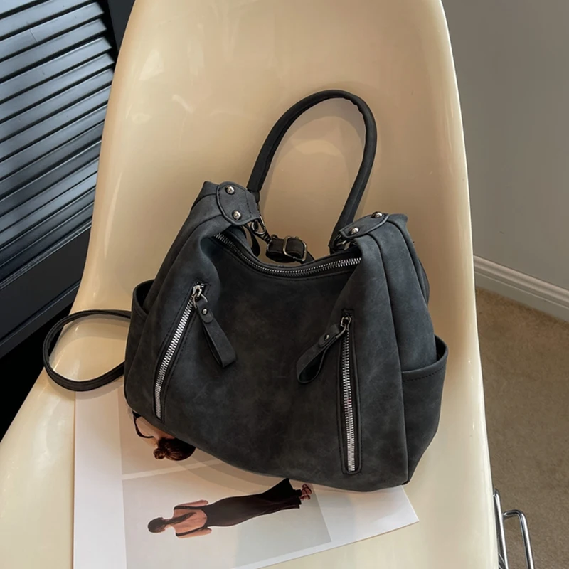 Frauen Umhängetasche Luxus Designer Schräge Quer Einzelnen Schulter Tasche Große Kapazität Handtaschen Retro Matte PU Leder Hobos – Detail 20