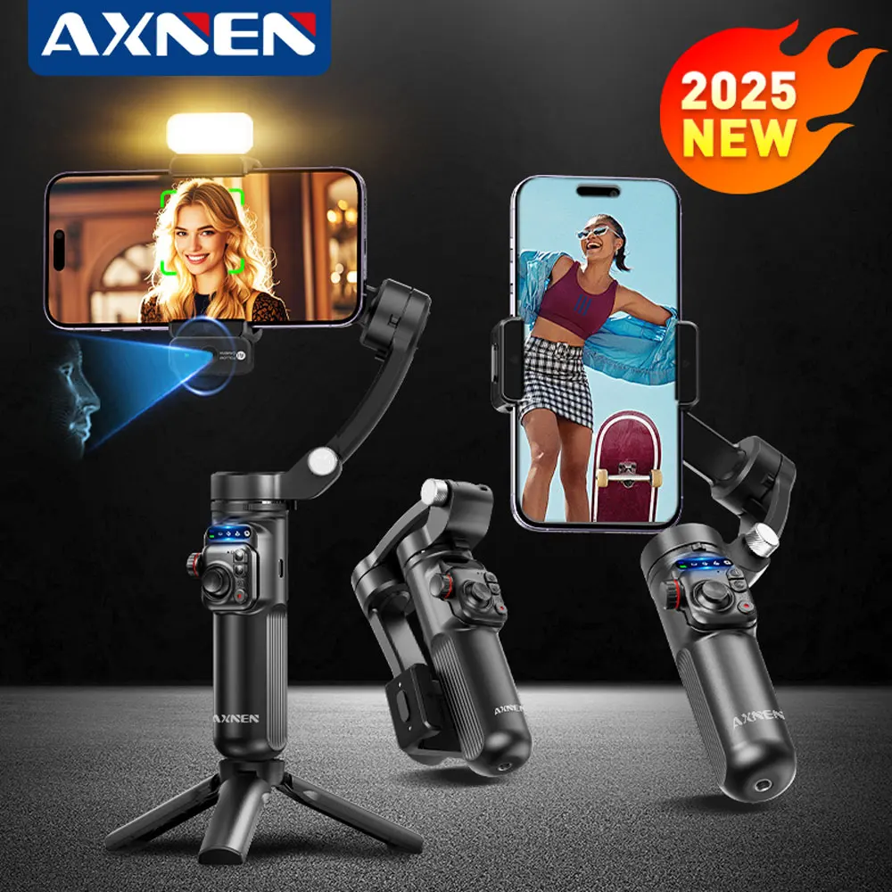 NEW AXNEN 3-Axis Stabilizer M02 Gimbal for iPhone Android Mobile Phone Handheld Vlog Video Face Following Shot Stand with Tripod