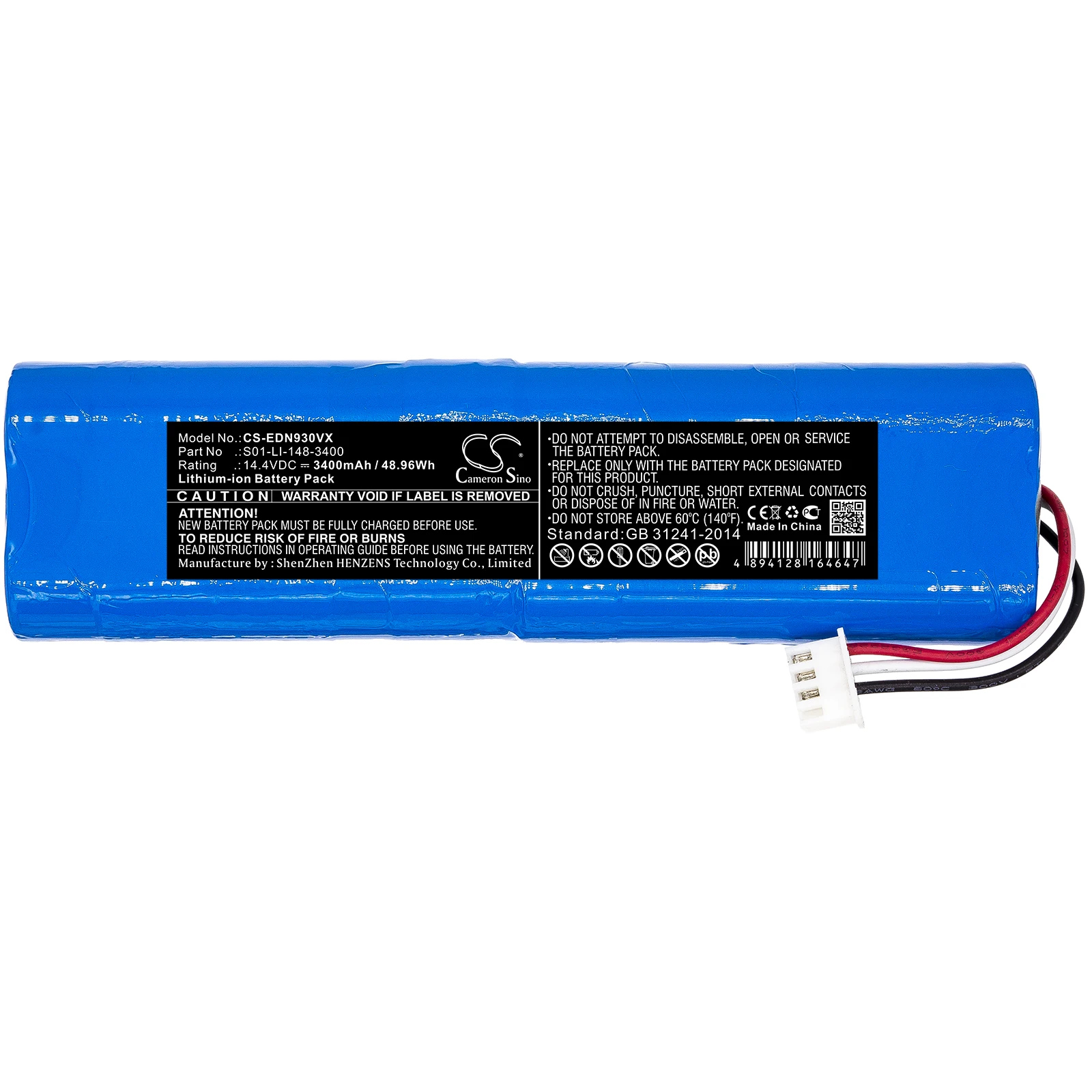 

Li-ion Vacuum Battery for Ecovacs, 14.4V, 3400mAh, Compatible Models: Deebot DG31, Deebot DG36, O900, OSLIM10, OSLIM11, T5 Fun
