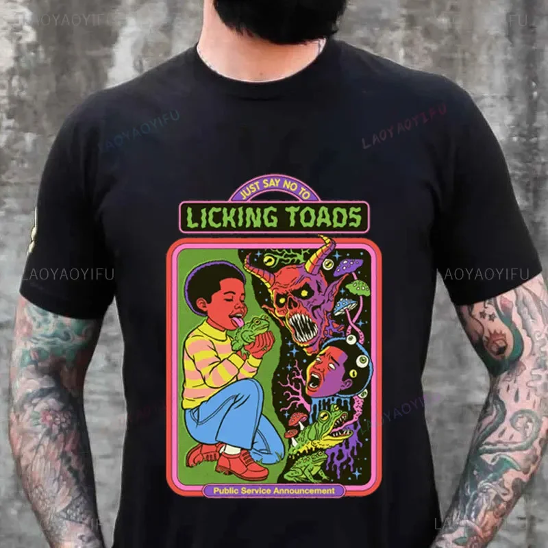 Horror Comic Series Say No To Licking Toads Men Clothes Cotton T-Shirts Unique Creative Cartoon women T Shirts Streetwear Tops