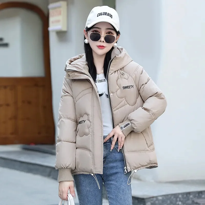 Nuova versione coreana 2023 con cappuccio addensato versione coreana cappotto caldo donna piumino corto giacca imbottita in cotone abbigliamento invernale da donna