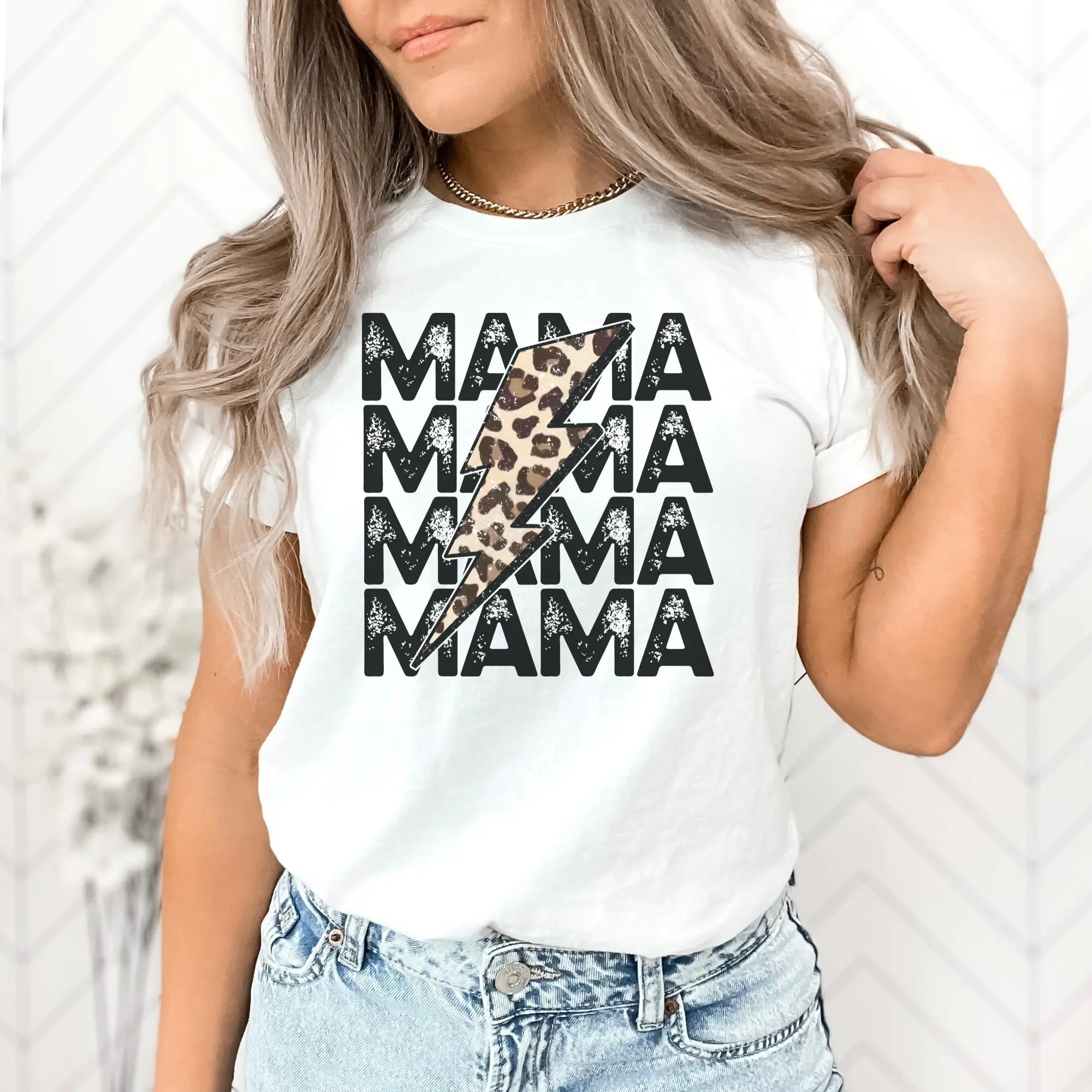 Mama Leopard T Shirt Mother'S Day For Mom Retro Tee Cute Lightening Birthday