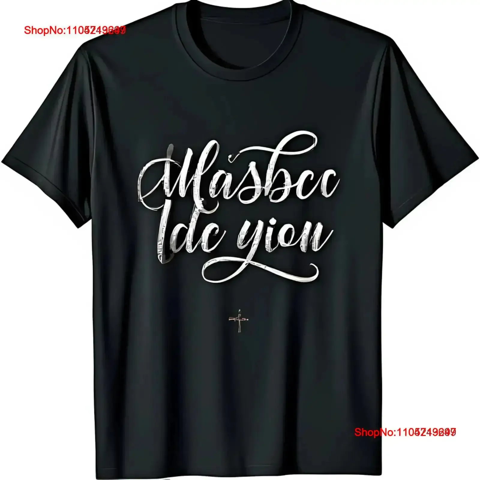 Stylish Black T Shirt with Silver Calligraphy Masbccc Ide Yion vintage Washed Versatile Soft Stretched Casual Breathable