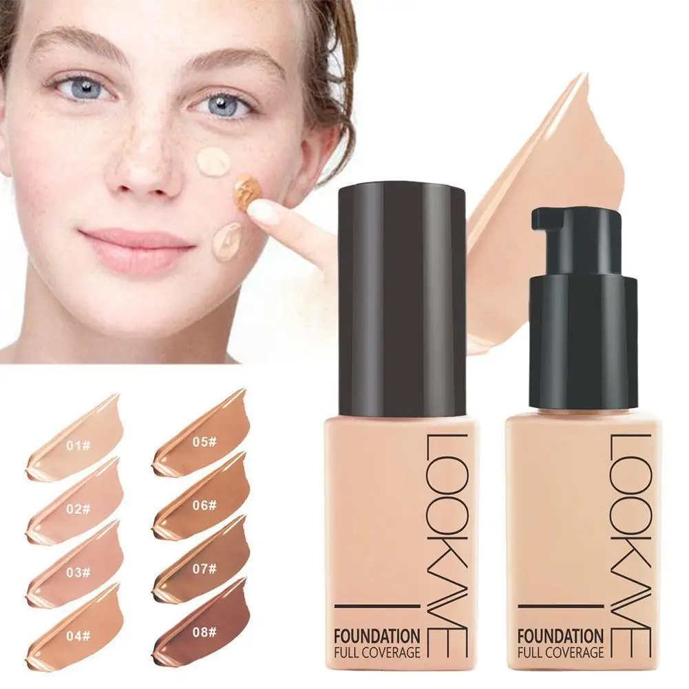 28ML Liquid Foundation Long Lasting Full Coverage Matte Moisturizing Eveness Dark Beige Concealer Cream Base Makeup Cosmetics