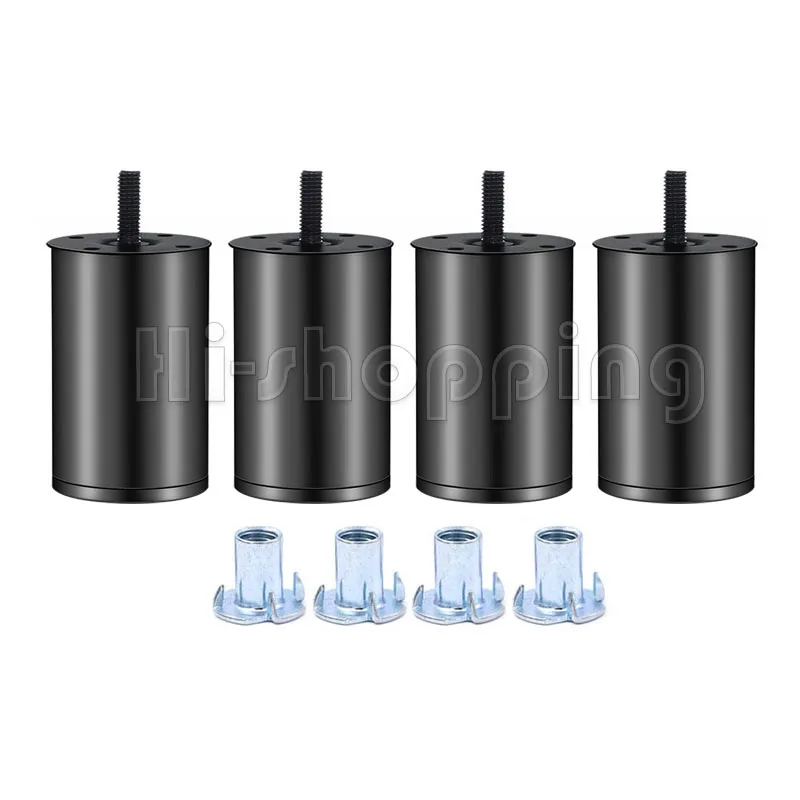 4Pcs Round Metal Sofa Legs Replacement Furniture Legs with M8 Hanger Bolts for Chair Sofa Dresser Cabinet Loveseats Ottoman Bed