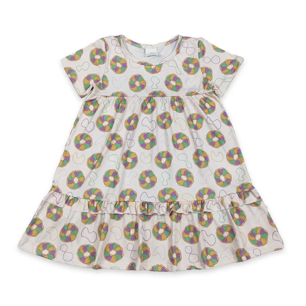 الجملة طفلة قصيرة الأكمام فساتين طول الركبة ماردي غرا ملابس الأطفال طفل الكعك دوامة فستان ملابس الرضع