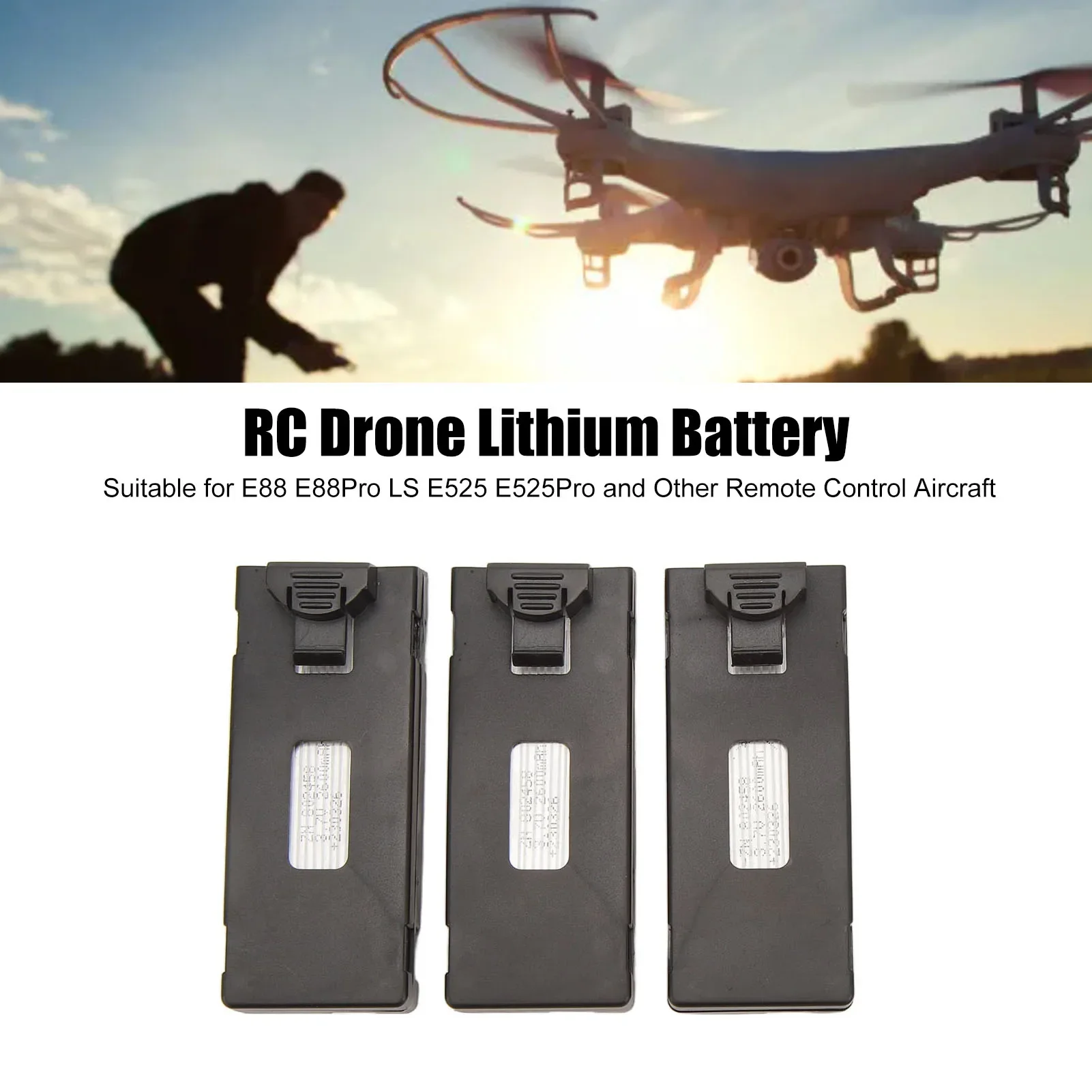 3.7V 5000mAh RC Drone Battery Stable UAV Replacement Battery for E88 E88PRO E88MAX E525 E99 E99PRO P1 P5PRO K3 S1 P8