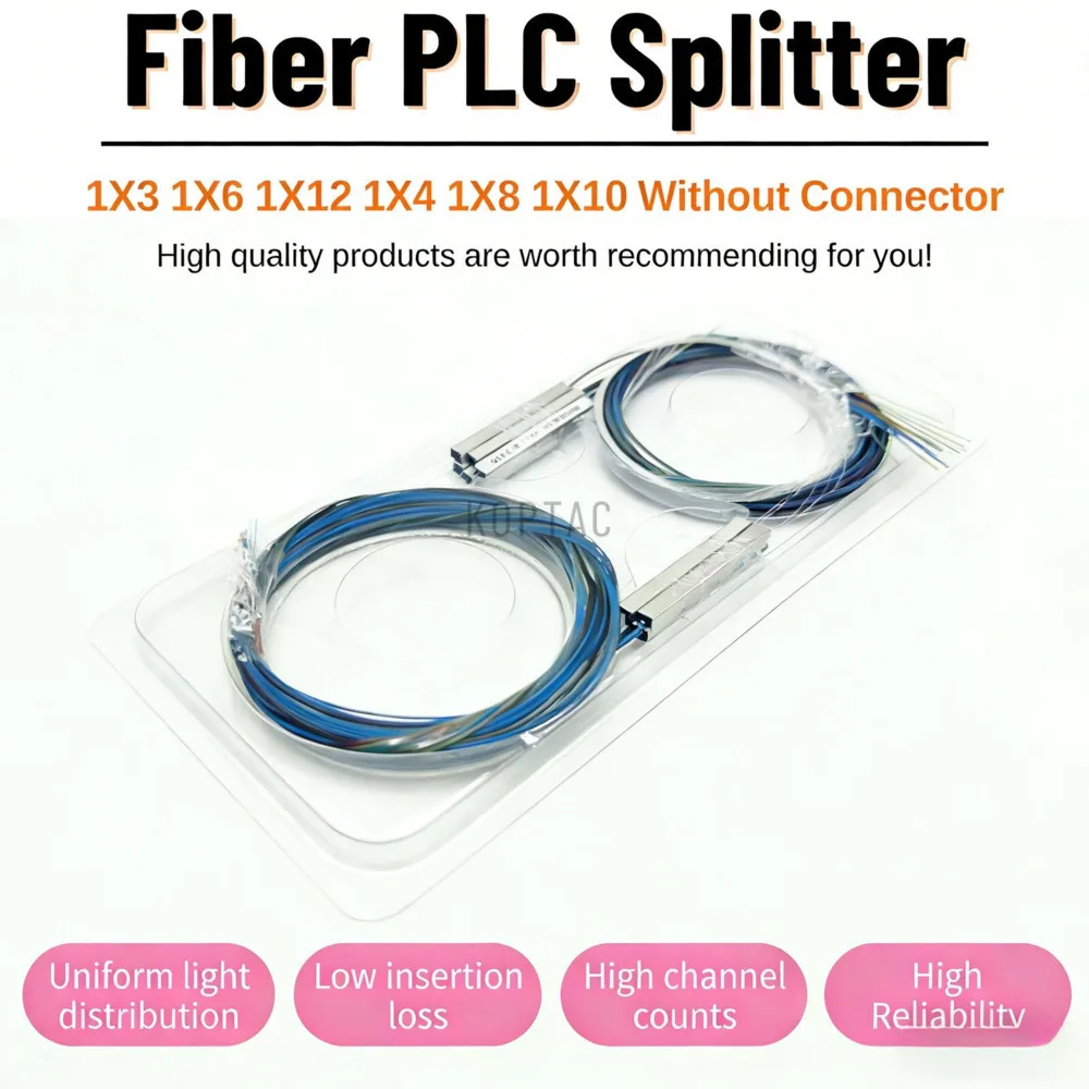 

10 шт./лот Оптический PLC-сплиттер 1x3, 1x4, 1x6, 1x8, 1x10, 1x12 белого цвета для FTTH, 0,9 мм, без коннектора