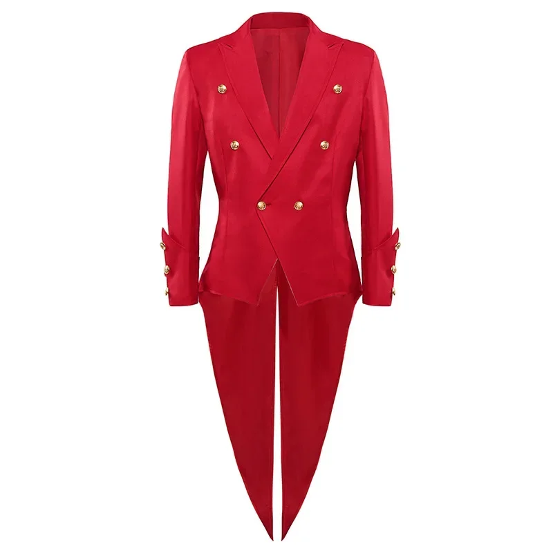 Halloween Cosplay Costume Men Steampunk Victorian Jacket New Medieval Gothic New Tailcoat Jackets Vintage Red Renaissance Coa