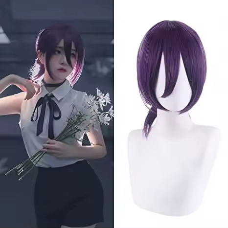 Reze Cosplay Wig Anime Chainsaw Man Wig Anime Costume Cosplay Wig Costume Purple Ponytail HairParty Hair Wigs