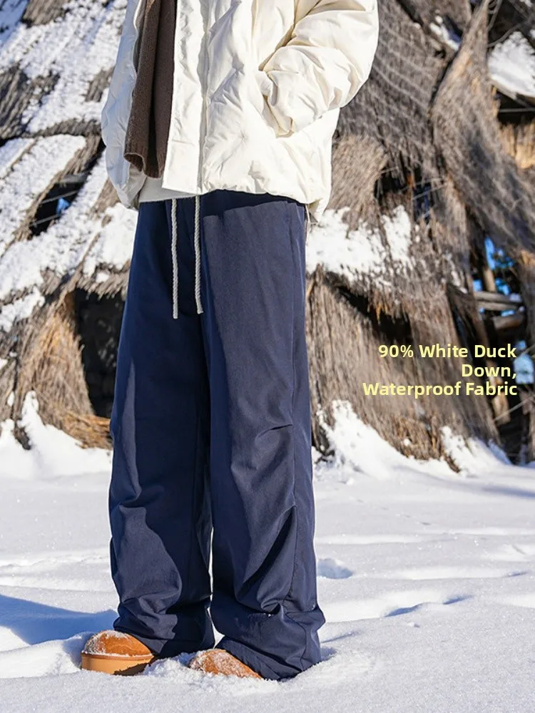

Thiened Fce Winter Outdoor Skiing Pants Men's down Trousers Durable Straight Leg Casual Trousers for Climbing And Skiing