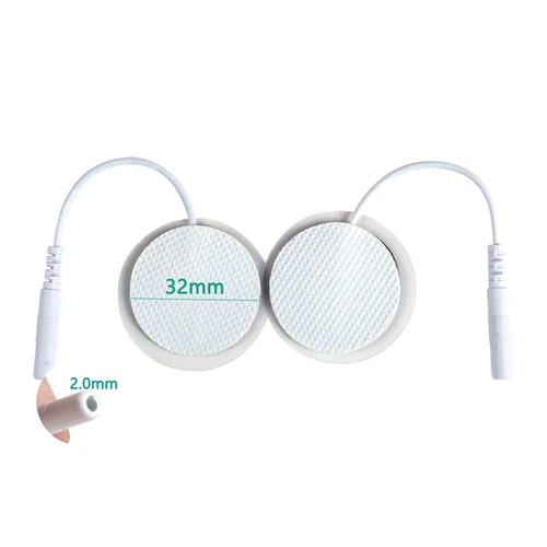 Imagen 2 del producto Almohadillas circulares de electrodos blancos de 3,2 cm para máquina de fisioterapia de acupuntura Tens, parche masajeador Estimulador muscular nervioso Ems