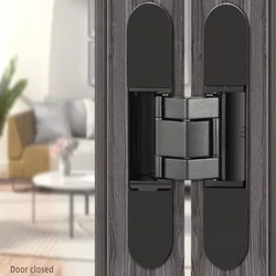 2pcs Dooroom Invisible Door Hinges 3D Adjustable Bearing Hinges Shiny Black Bright Chrome Zinc Alloy Butt Hinge