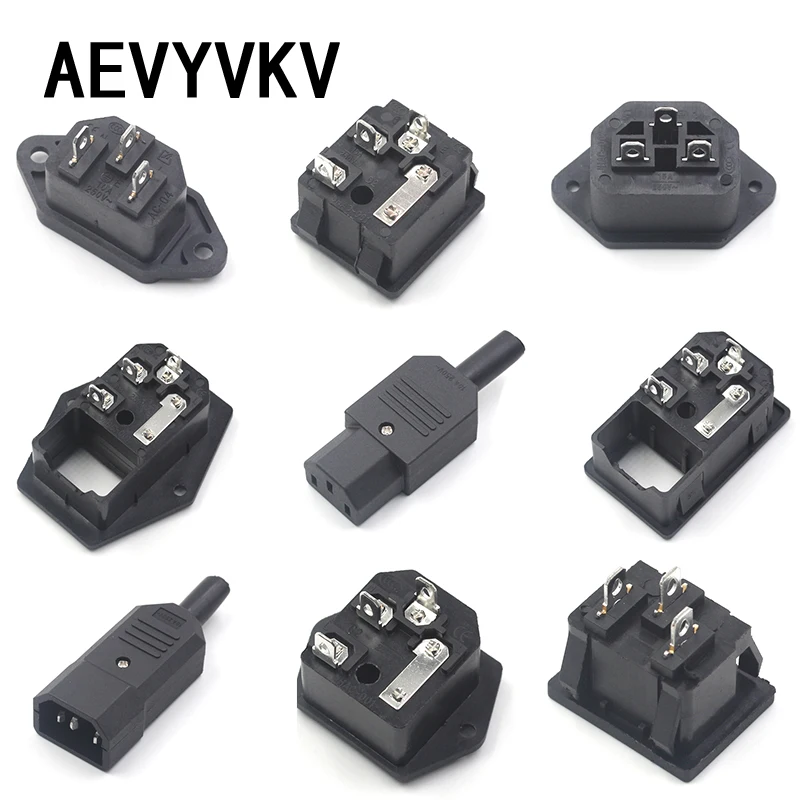 AC Socket 250V 10A 3 pin Male Female Plug Connector Socket Copper AC-01 AC-01A AC-02 AC-03 AC-04 AC-05 AC-06 AC-013 AC-013A