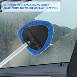 Car Window Cleaner Brush Auto Windshield Cleaner Microfiber with 4 Reusable Washable Pads Extendable Handle Car Interior Exterio