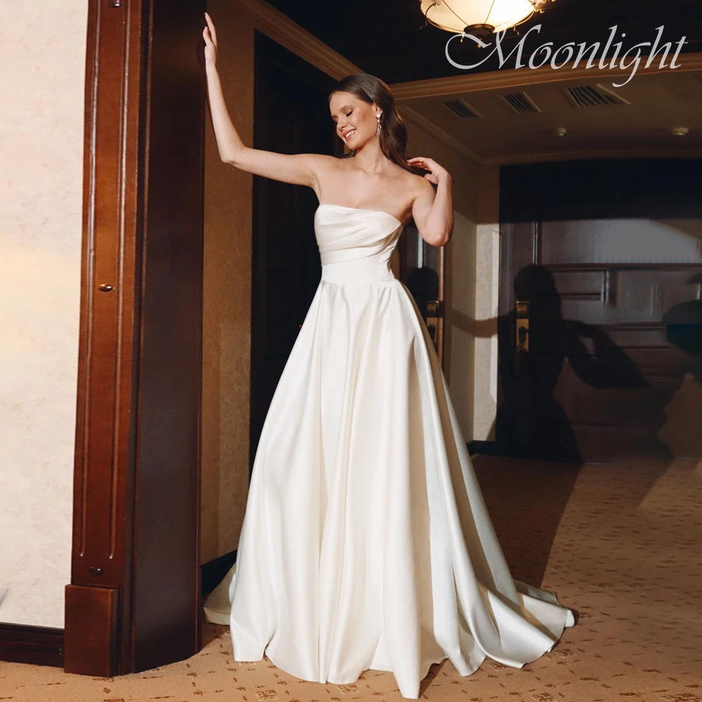 Modern Pleat Strapless A-Line Wedding Dress 2026 Women Sleeveless Open Back Lace-up Bridal Gown Vestidos De Novia Customized