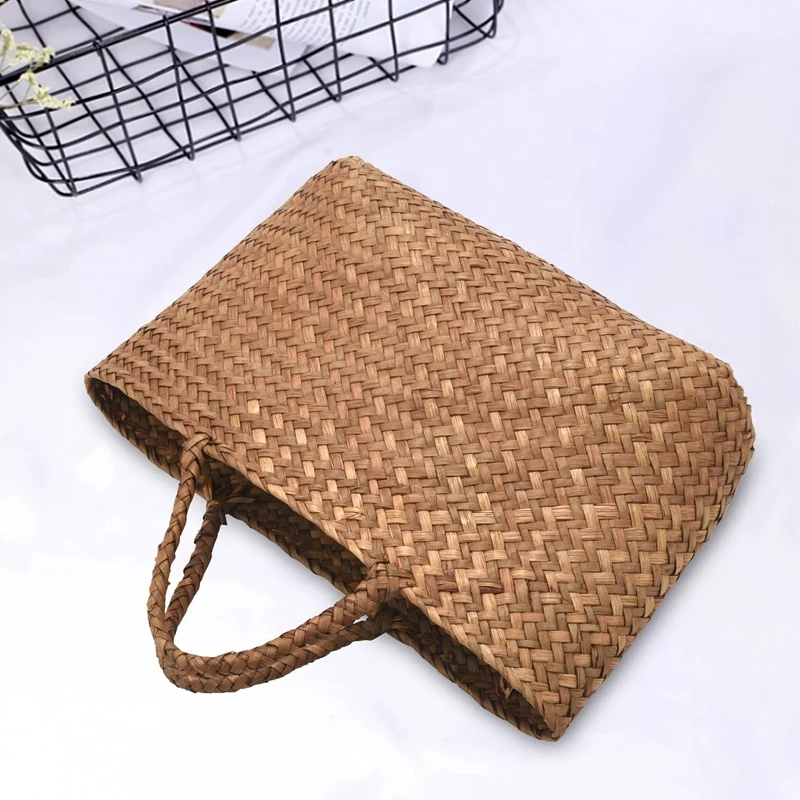 Casual Straw Bag Natural Wicker Tote Bags Women Braided Handbag For Garden Handmade Mini Woven Rattan Bags