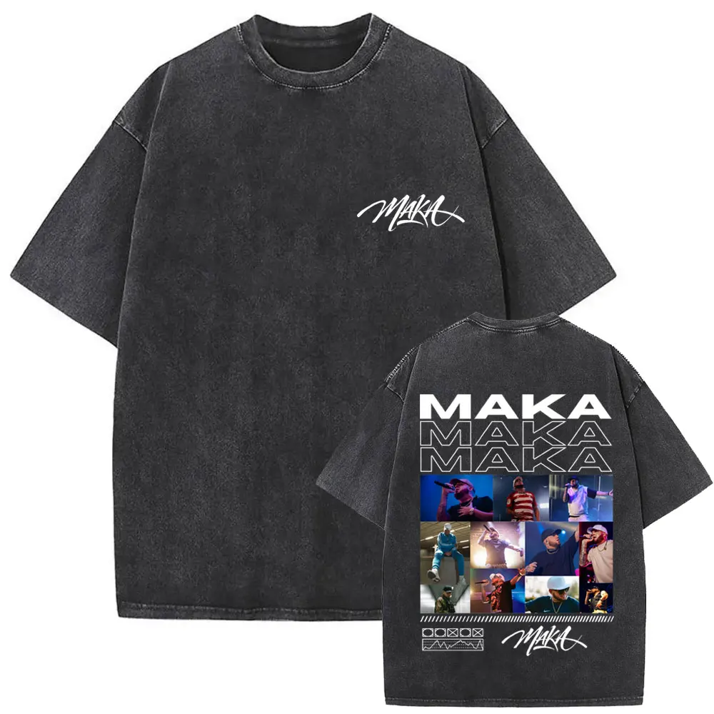 

Washed Vintage Rapper Maka Aura 2025 Tour Album T Shirts Men Women Fashion T-shirt Casual Cotton Loose Short Sleeve T Shirt Tops