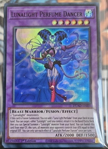 Yugioh KONAMI Duel Monsters DUAD-EN031 Lunalight Perfume Dancer Super Rare Asiático Inglês Coleção Cartão de Hortelã