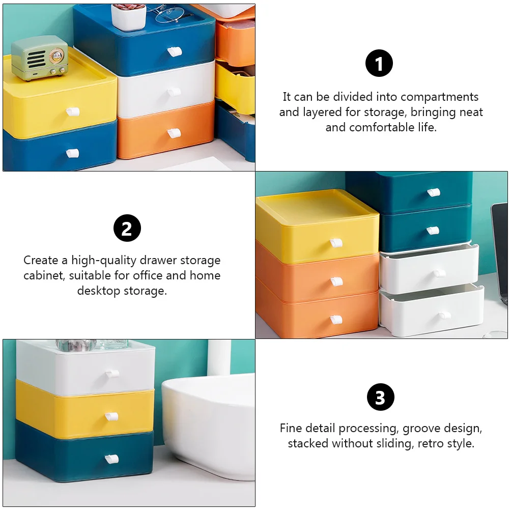 

2 Pcs Storage Drawer Box Case File Dressing Table Organizer Dormitory Accessory