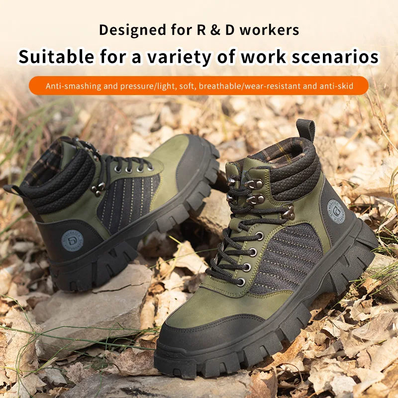 High Quality Men Anti Smash Safety Indestructible Work Boot Breathable Platform Boots Safety Shoes for Men Steel Toe Work Shoes