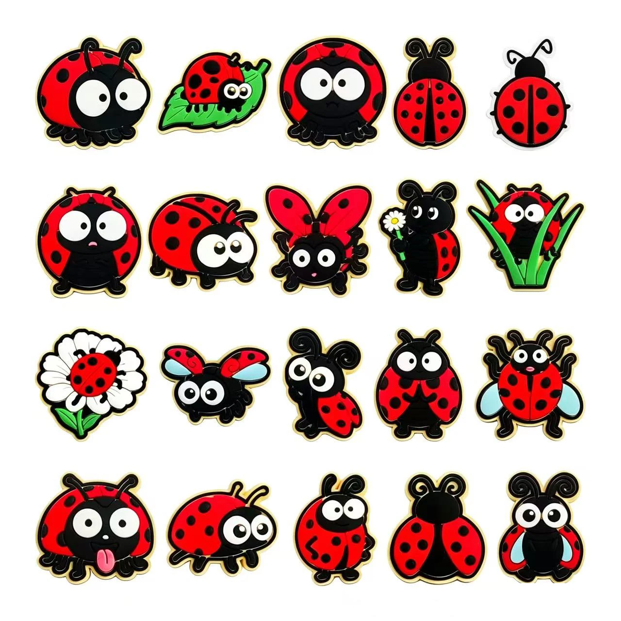 20-100pcs Seven-Spotted Ladybug Shoe Charms For Sandals,Shoe Decoration Accessories Shoe Pins Great Gift For Men Wom