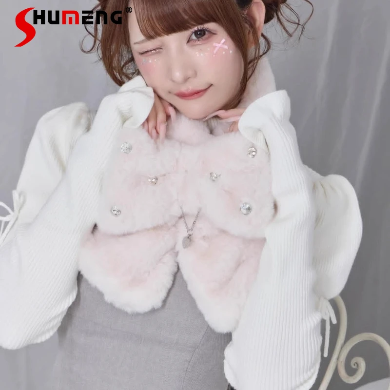 Rojita لطيف لينة مريحة القوس وشاح اليابانية لوليتا نمط الحلو يلتف الملابس والاكسسوارات Kawaii منديل للفتيات السيدات