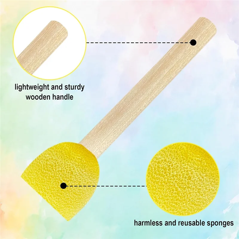 

A84E-для детей, инструменты для рисования, 40 шт., пенопластовые кисти, губчатая кисть для рисования, круглая губчатая пенопластовая кисть с деревянной ручкой, тоже для рисования