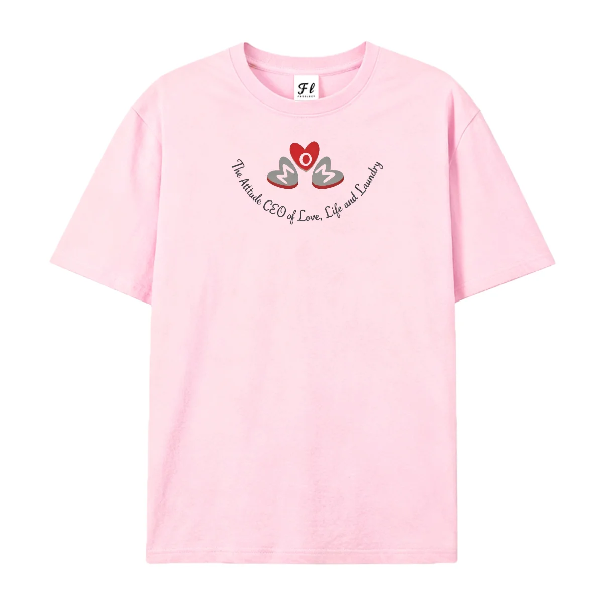 Mom CEO Of Love Life And Laundry Graphic T‑Shirt Heart Letter Print Crew Neck Short Sleeve Tops Mother’s Day Gift Casual Tees